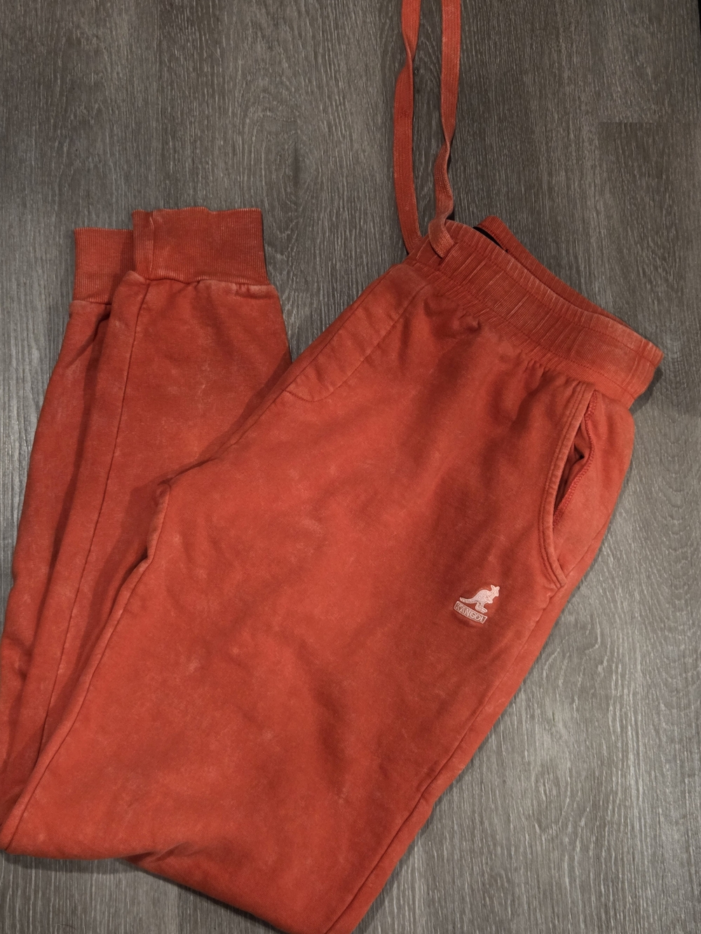 Kangol Acid Wash Fleece Joggers Sweatpants Orange Men's Size M